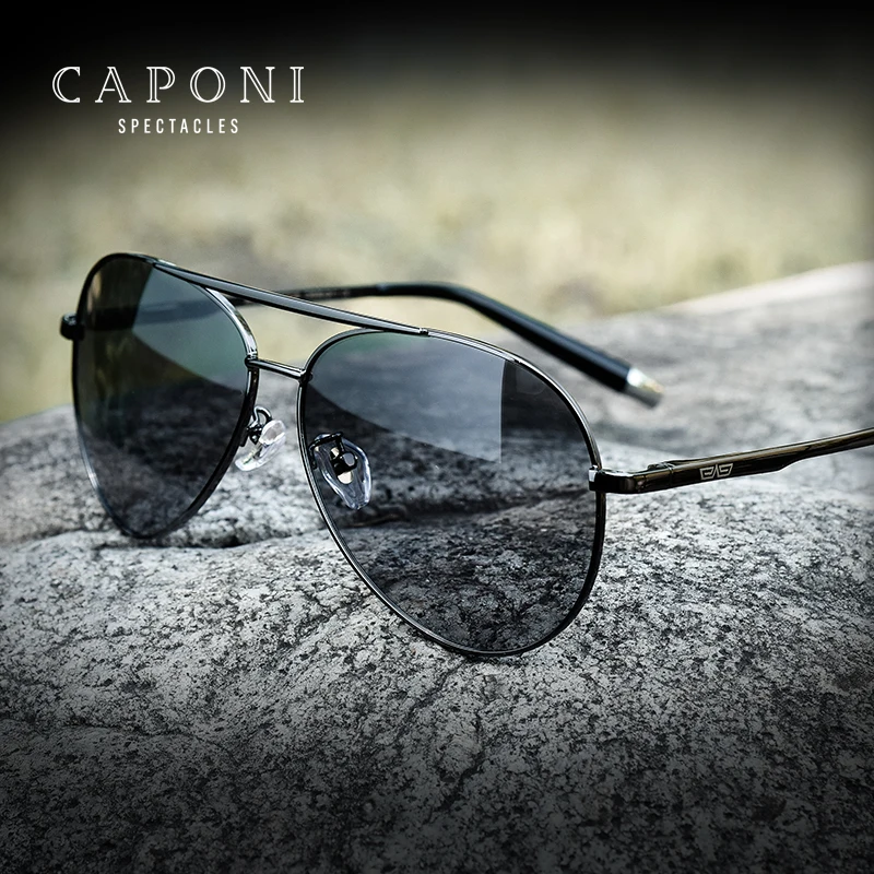 

CAPONI New High Quality Fashion Italy Design Vintage Metal CE Sun Glasses Mens Polarized Sunglasses UV400 CP3103