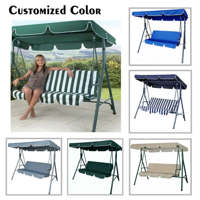 
3 Seats canopy swing chair patio garden swings with canopy convertible roof for outdoor backyard and deck 