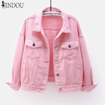 

Autumn and Winter Solid Color Casual Loose Denim Jean Jackets for Women, Picture