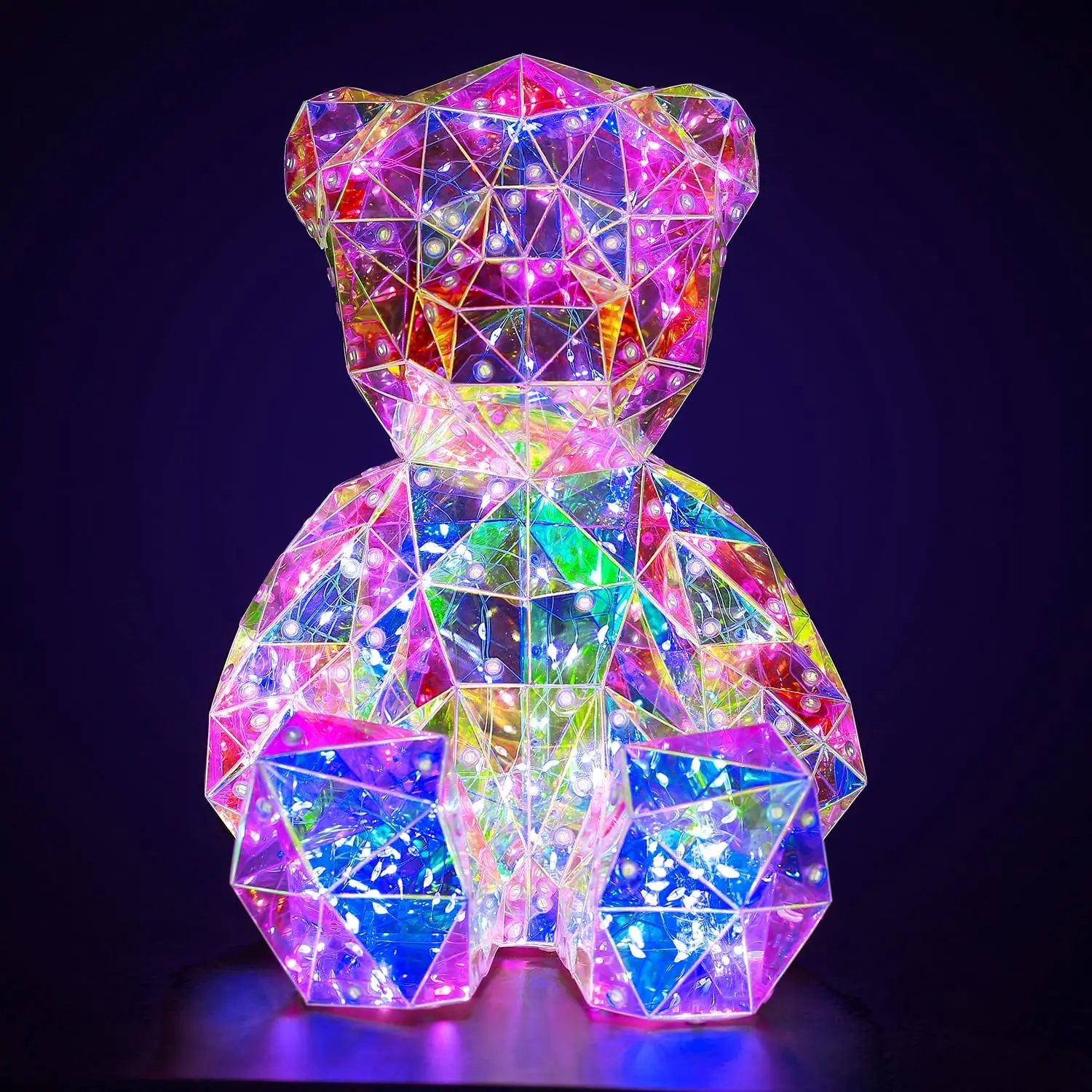 

2024 Mother's Day Valentines Day Gifts Custom Party SUPPLIES 25cm PVC Holographic USB Table Lamp Bears Lights LED Teddy Bear