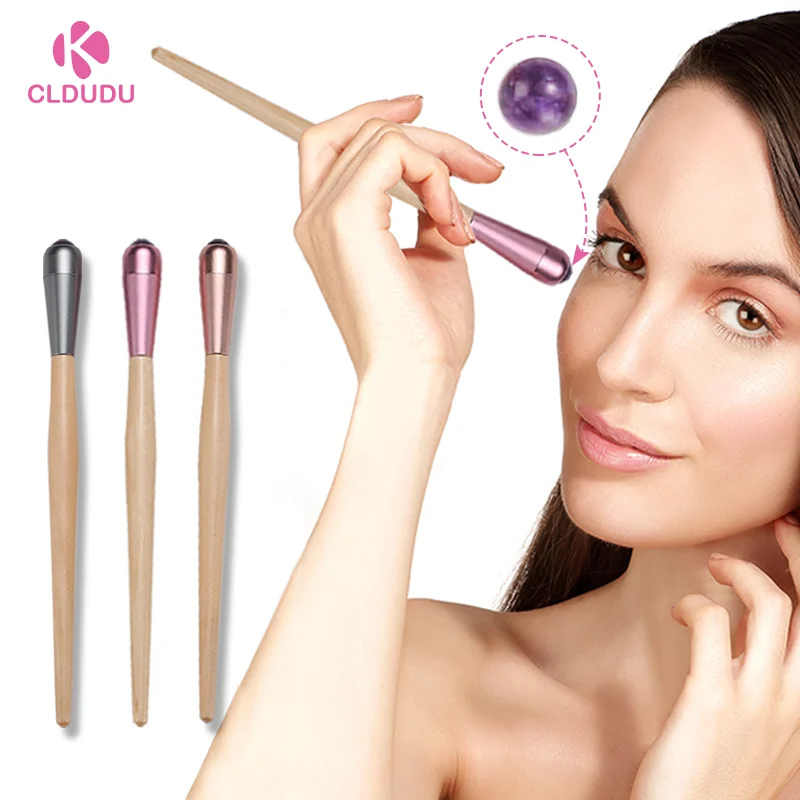 

Private Label Wholesale Custom Masajeador Rodillo Facial Jade Stone Massage Roller Under Eye Jade Roller For Eye, Pink/gold