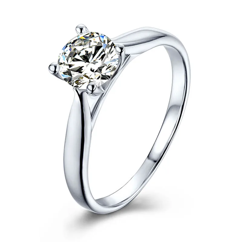

M02C 0.5ct 5mm Moissanite Main Stone 925 Sterling Silver Ring