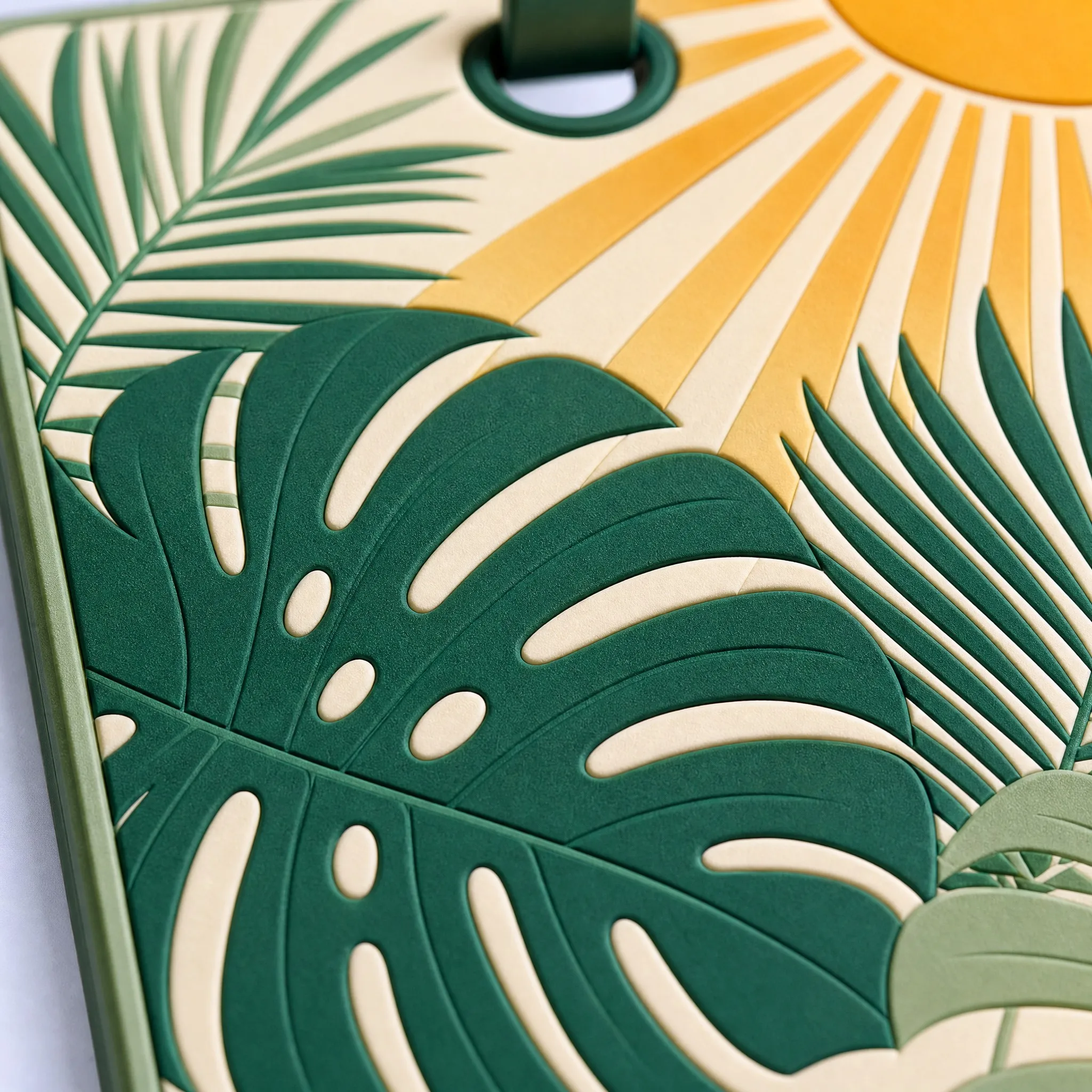 Custom 3D Soft PVC Botanical Luggage Tag 4K Macro Stipple Texture and Tooling Detail