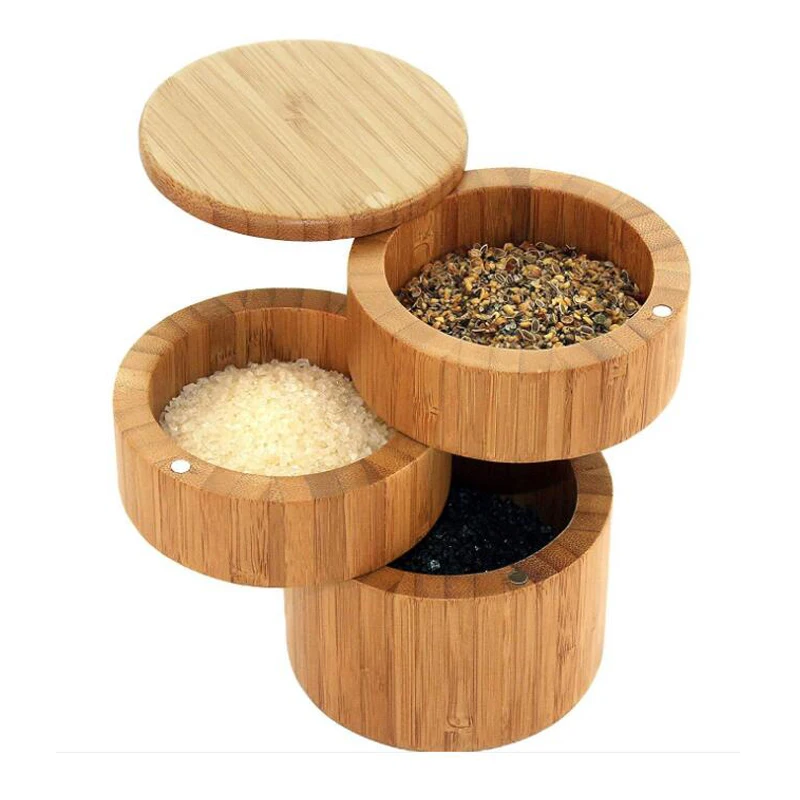 

Wholesale custom natural wooden bamboo spice salt box