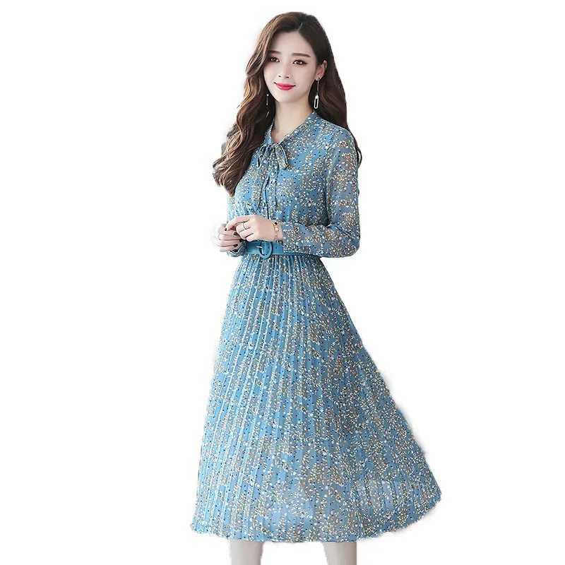 

2021 Fashion Hot Sale Elegant casual Ladies/Women Printed Floral Long-sleeve Dress
