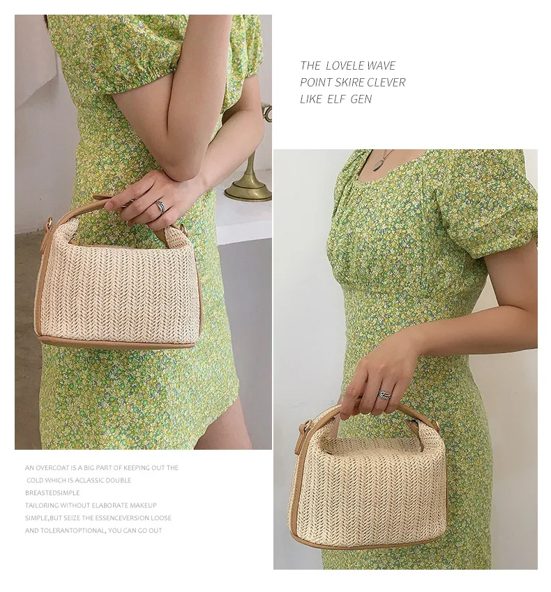 

2021 Bohemian Fashion Small Knitting Rattan Women Shoulder Bags Straw Beach Bag Boho Summer Ladies Handbag