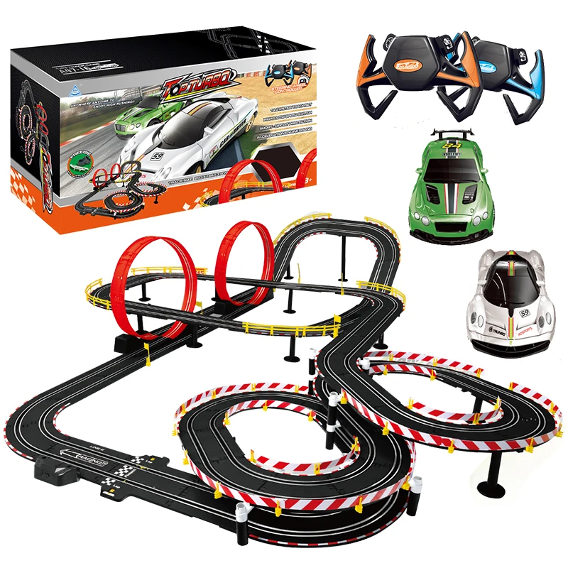 

Slot Racing Car Set A47-16 Race Circuit for Challenge Toy 1/43 Scale Slot Car Toys Set Race Track Set Boy Kids Game