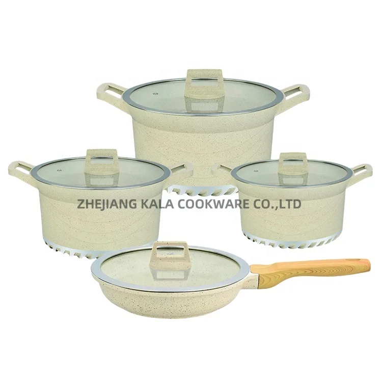 

marble non stick cookware sets non stick 26cm frying pan ceramic cookware kitchenware cooking pot set, Customized color