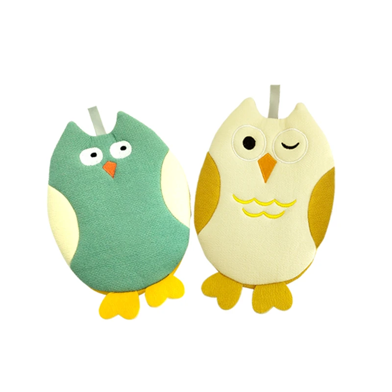 

Cute cartoon animal owl shaped children bath gloves with custom logo