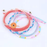 

Artilady Weave Bohemian Bracelet Boho Handmade Woven Sunflower Wax Rope Cotton Bracelet For Women Jewelry