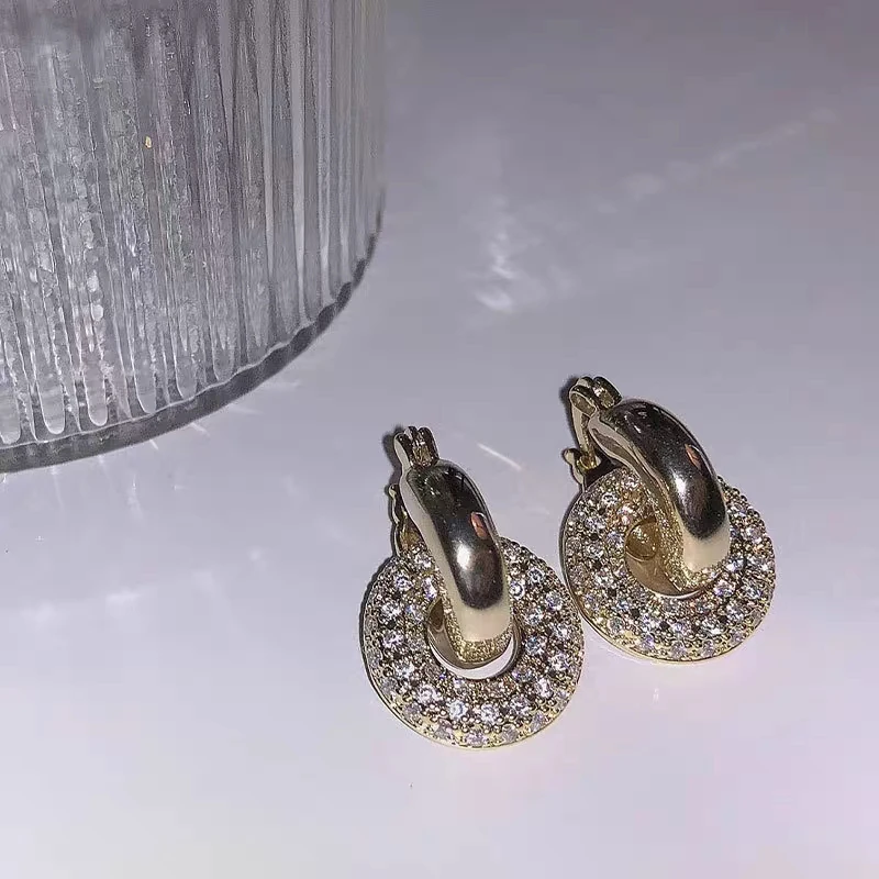 

2021 Fashion lady shiny Earrings 14k Jewelry Copper Plated Women Earrings Wholesale, Gold