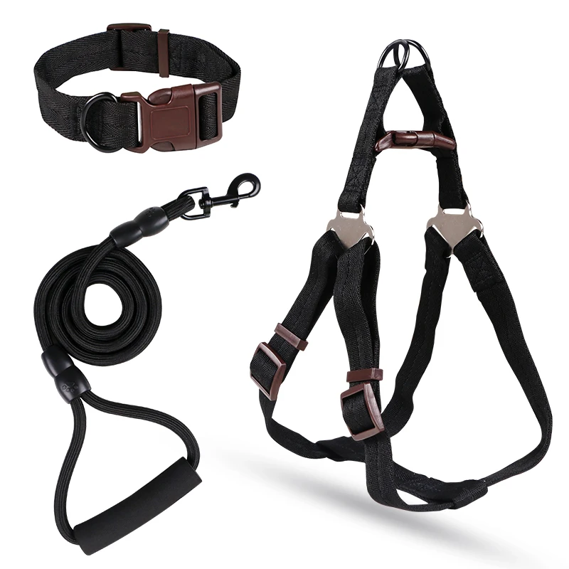 

100 PCS PER Carton Size L Soft Nylon H-Shape Full Body Harness Adjustable No Pull Dog Harness and Leash Set with Collar, Picture shows