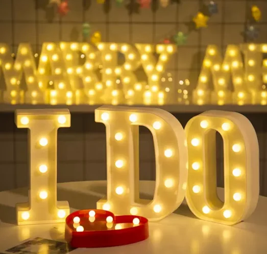 LED Letter Lights Sign Light Up Letters Sign Battery Powered Christmas Lamp for Night Light Wedding