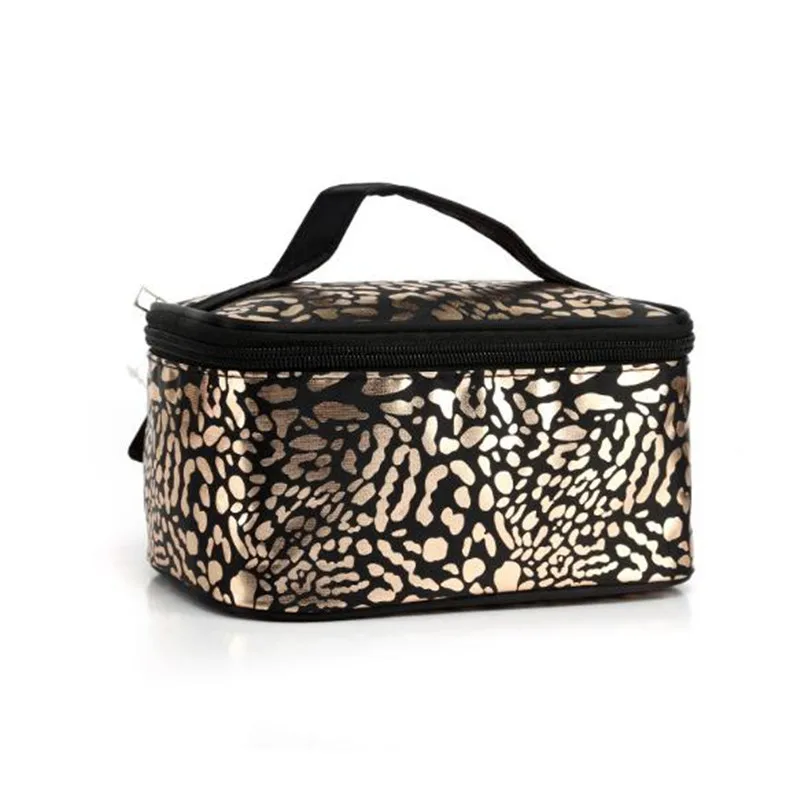 

Leopard Print Square Cosmetic Bag for Ladies Big Capacity Makeup Case with Zipper Closure Four Colors Available DOM1161773, Black, white, pink, rose red