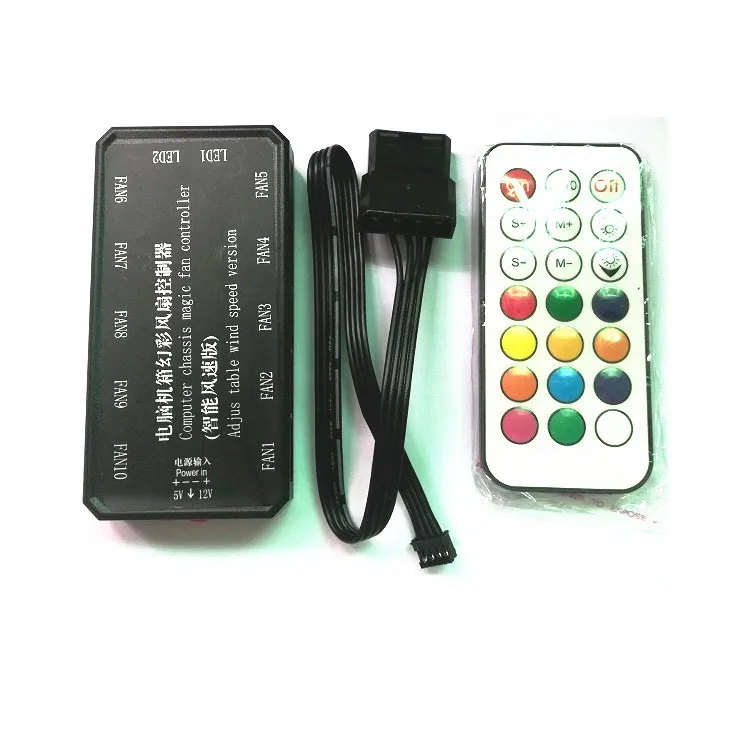 

6 Pin RGB LED cooling fan controller Kit with lights and wind speed Control Rgb cooling fan controller