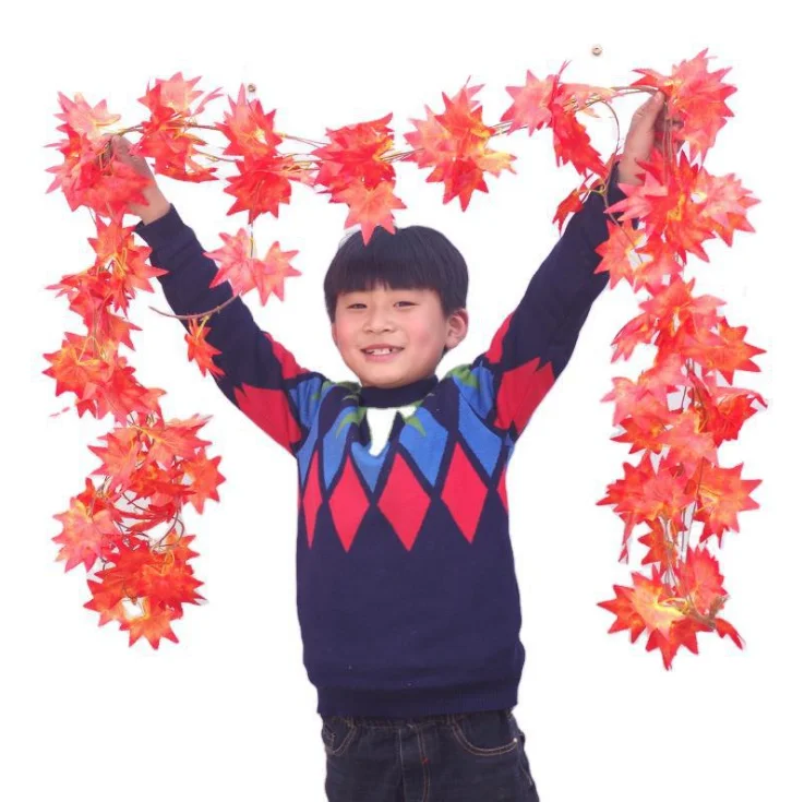 

AAA232 2.2m 5pcs/set Home Party Red maple leaf rattan Flower Decoration Handmade Winding pipe wall Artificial Plant Leaves, Multi colour