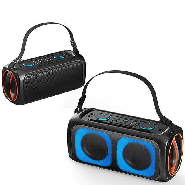 

2021 PRO Wireless Karaoke Stereo Audio DJ LED Party Portable BT Sound Speaker With Carrying Strap