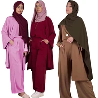 

Zakiyyah LR293 Hot Sale Fashion Three-piece Sets Islamic Ladies Clothing Wholesale Trendy Dubai Muslim Women Causal Long Clothes