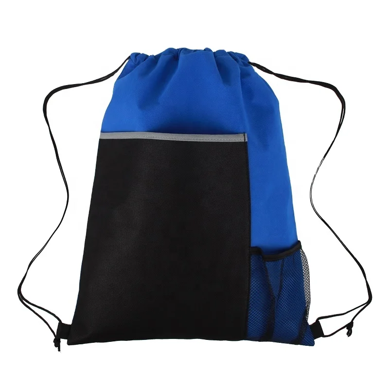 

Large Non Woven Bag with Zippered Pocket Mesh Drawstring Bag