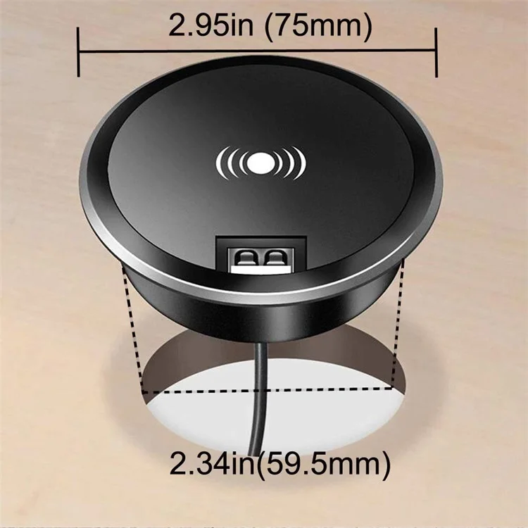 Best Seller Fast Charging Furniture Embedded Desktop Custom Logo Wireless Charger for iphone and Android Mobile Phone