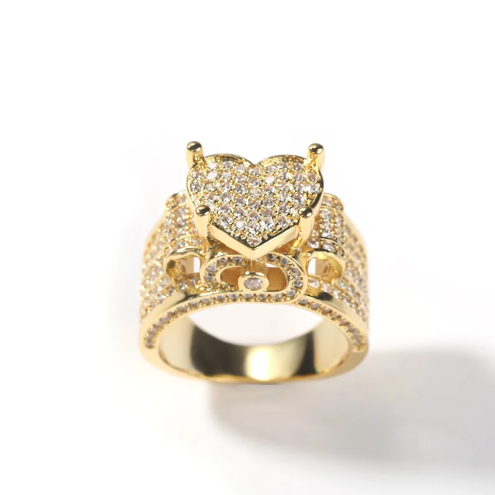 

Christmas gift hip hop style mini zircon love ring design full of diamond retro ring wholesale