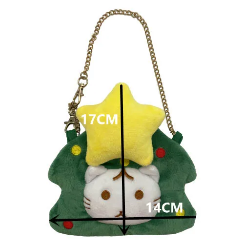 

Christmas tree shape cute plush toy promotion kids mini pouch with chain shoulder bag, Green
