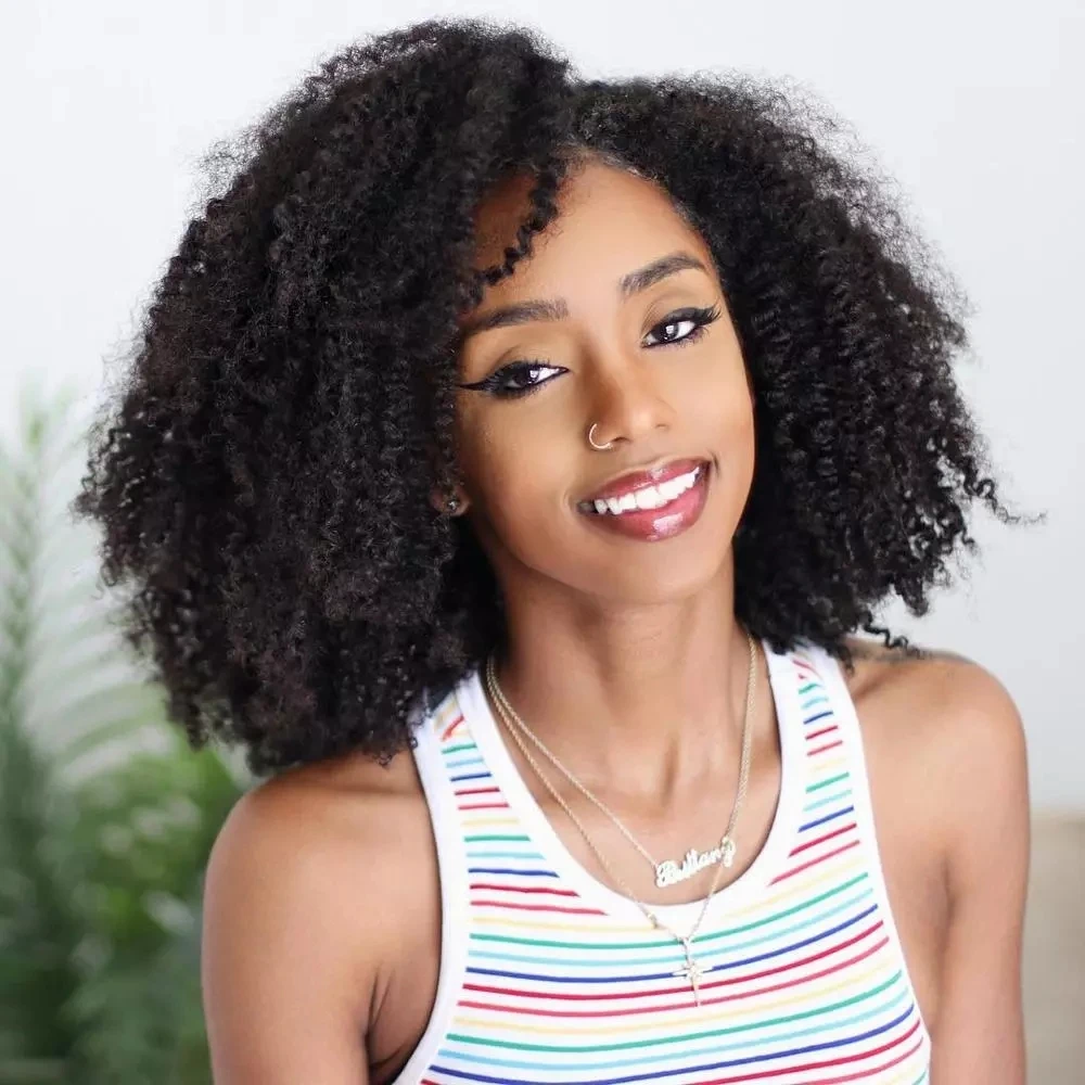 

machine made brazilian remy u part human hair wig short bob for black women curly women's afro kinky human hair wig