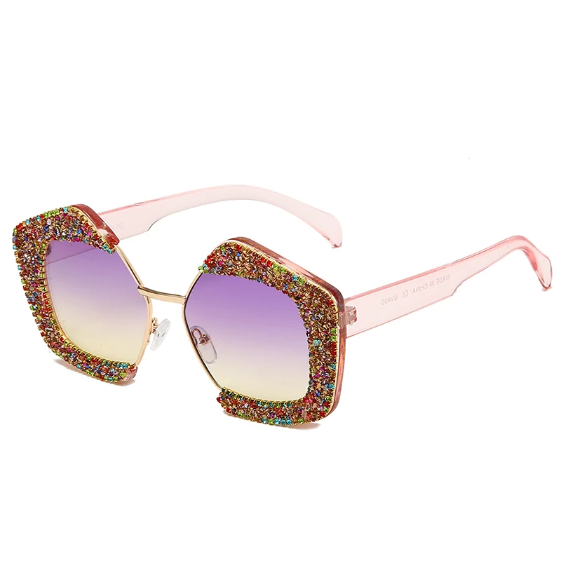 

Twooo 1713 Rhinestone Half Frame Fashion Sunglasses Newest 2021