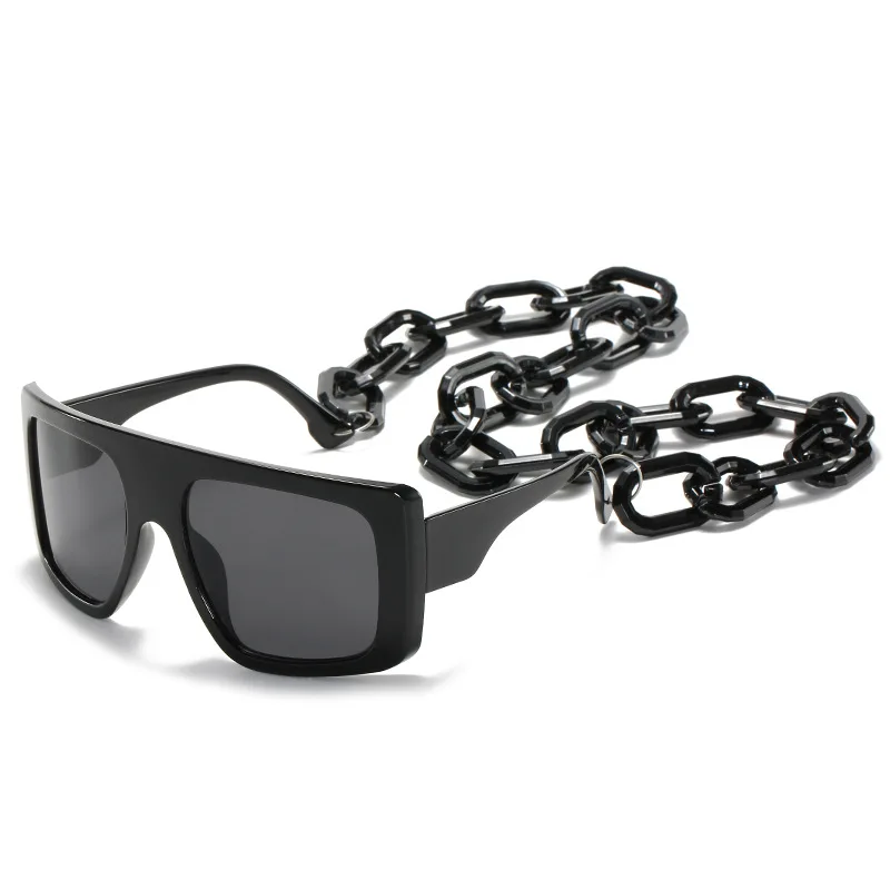 

big plastic square sunglass chain candy color custom logo fashion sunglasses women men