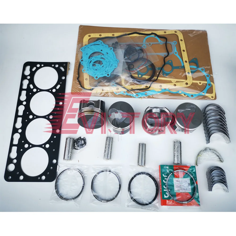 

For Kubota excavator V3600-E3B rebuild V3600-DI overhaul kit piston ring gasket bearing