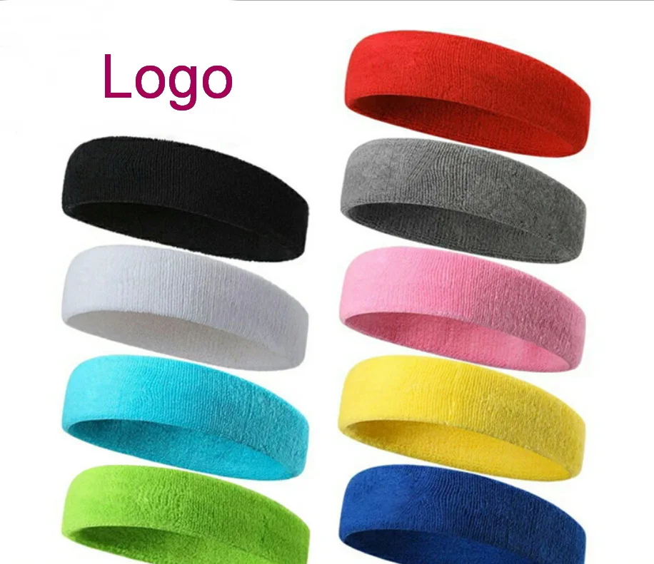 

No Minimum Cheap Custom Wholesale Sports Cotton Men Women Headband, Custom color