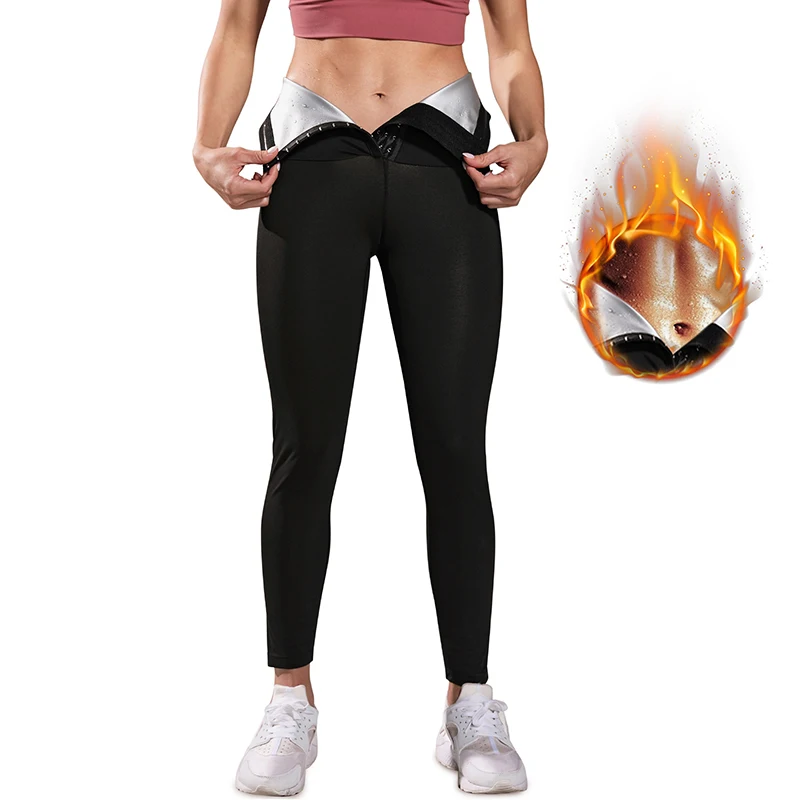 

women body shaper shapewear legging hot sweat waist trainer pants, Black