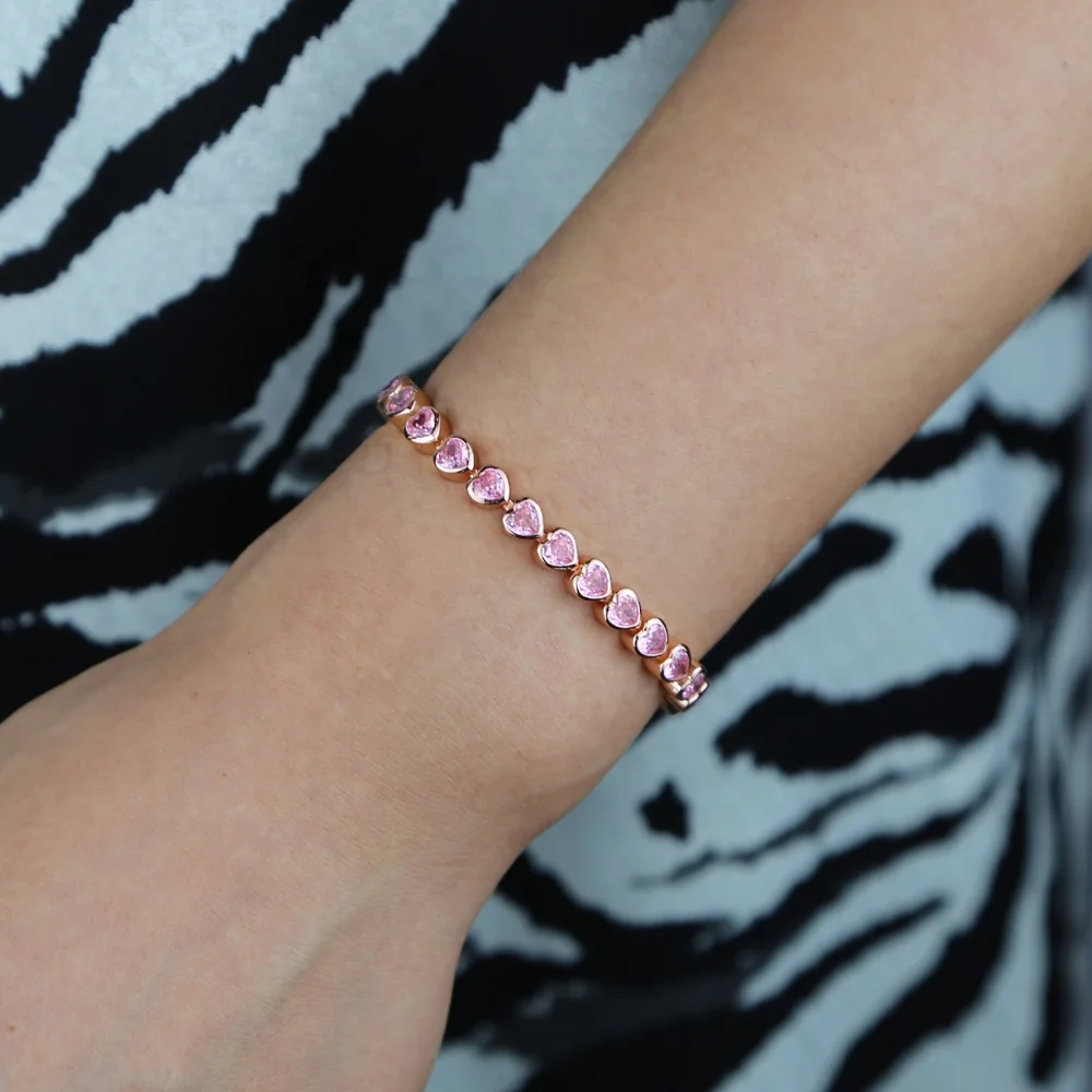 

Romantic Shiny heart CZ Zircon paved Charm tennis chian Bracelets for Women Wedding Bracelet