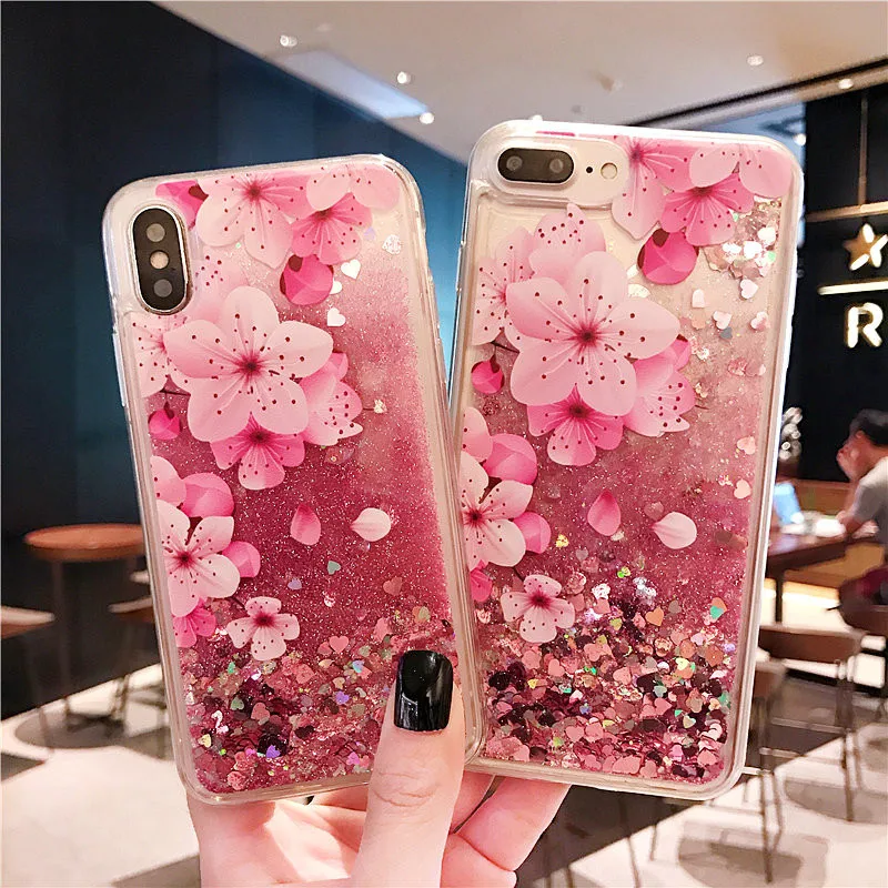 

1 Sample OK Free Shipping Trending Products 2021 New Amazon Top Seller Flower Quicksand Phone Case For Iphone X/11/12/13 Series