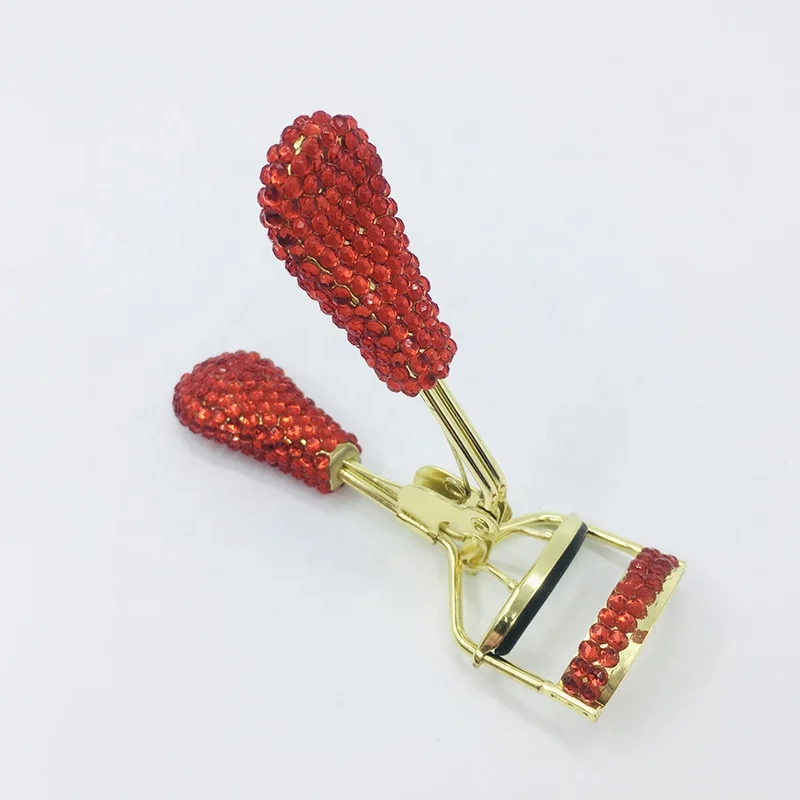 

Luxury High End Shining Rhinestone Handle Red Crystal BlingBling Eyelash Curler, Ab silver