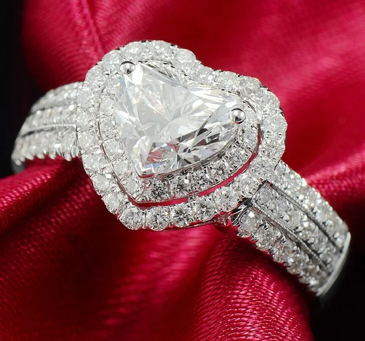 

Princess Wedding Ring Sterling Silver 925 big heart diamond ring for sale