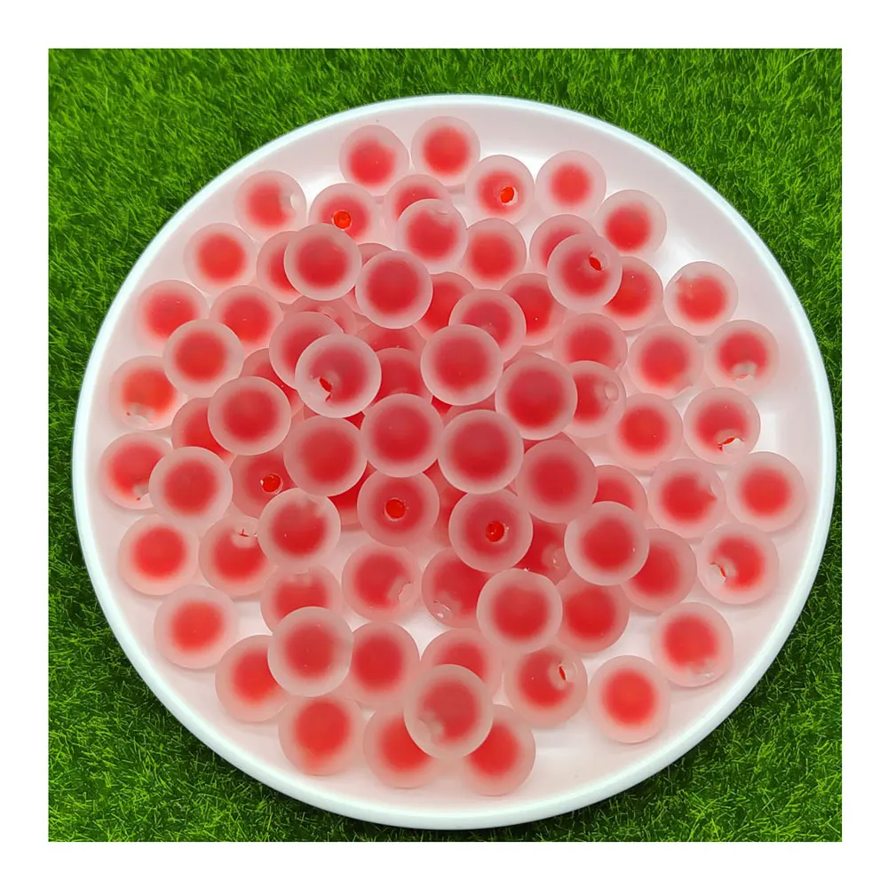 16mm Frosted Frog Spawn Beads Colorful Acrylic Matte Balls for Jewelry Making Round Plated Stone Findings Cute Style Earrings