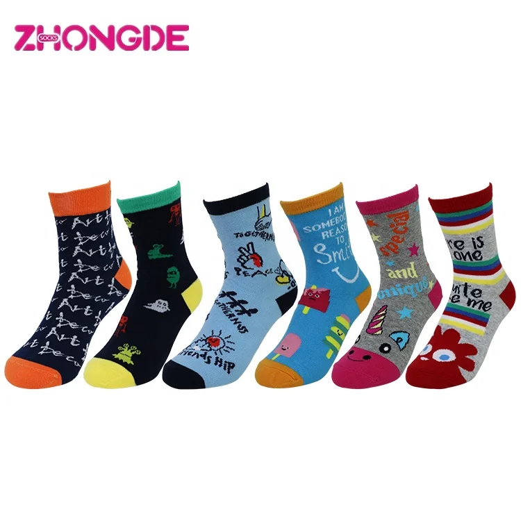 Fashion printed trendy crazy happy funny socks  sport art marvel colorful pattern custom jacquard weave oem socks