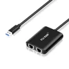 Fly Kan Dual Port USB Gigabit Ethernet Adapter w/ Pass-Through USB3.0 Hub x 1 Port(CU200,Dual NIC,Dual ISP)