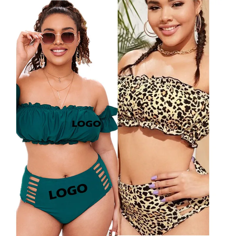 

Free Shipping Floral Print Sexy two piece swimsuits New Arrival Ruffled Tankini Swimsuits For Plus Size Women