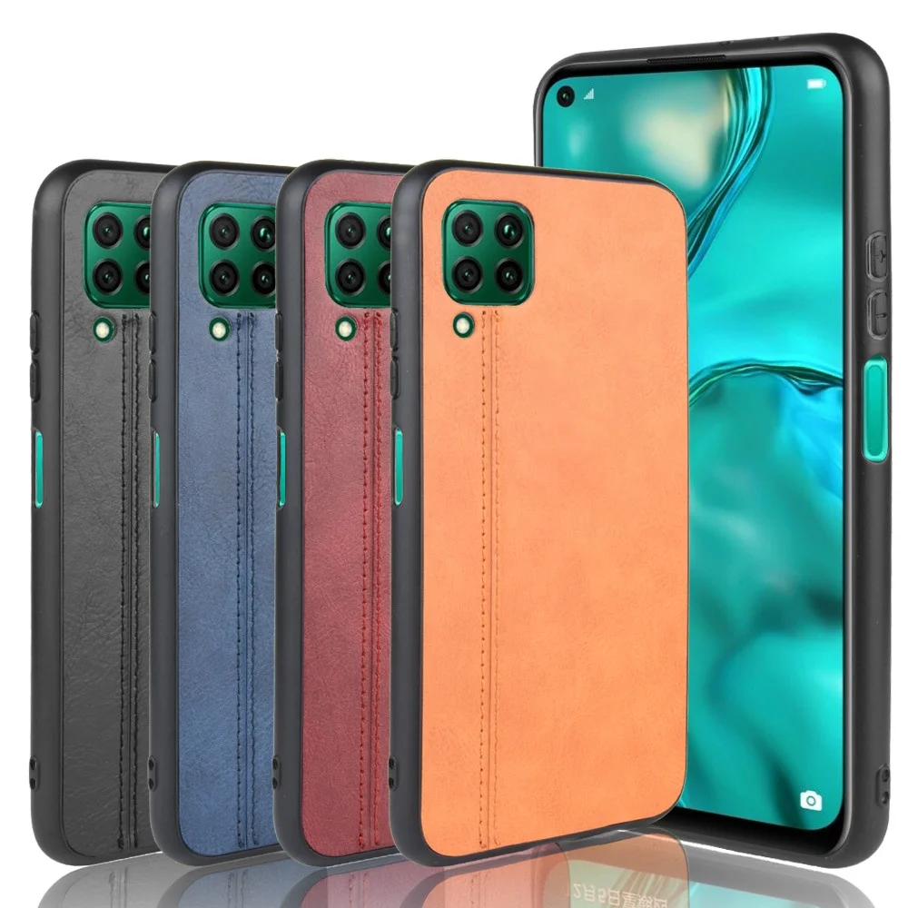 

New Trendy Luxury Design Shockproof Slim Tpu Pu Leather Cell Phone Case Cover For Huawei P40 Lite/Nova 6SE, 4 colors , can be customized