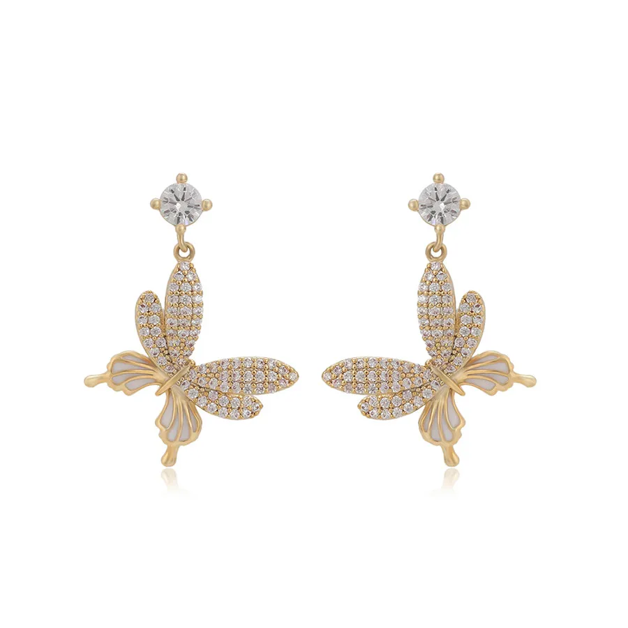 

E1534 xuping jewelry fashion retro charm elegant all-match butterfly diamond 14K gold-plated earrings