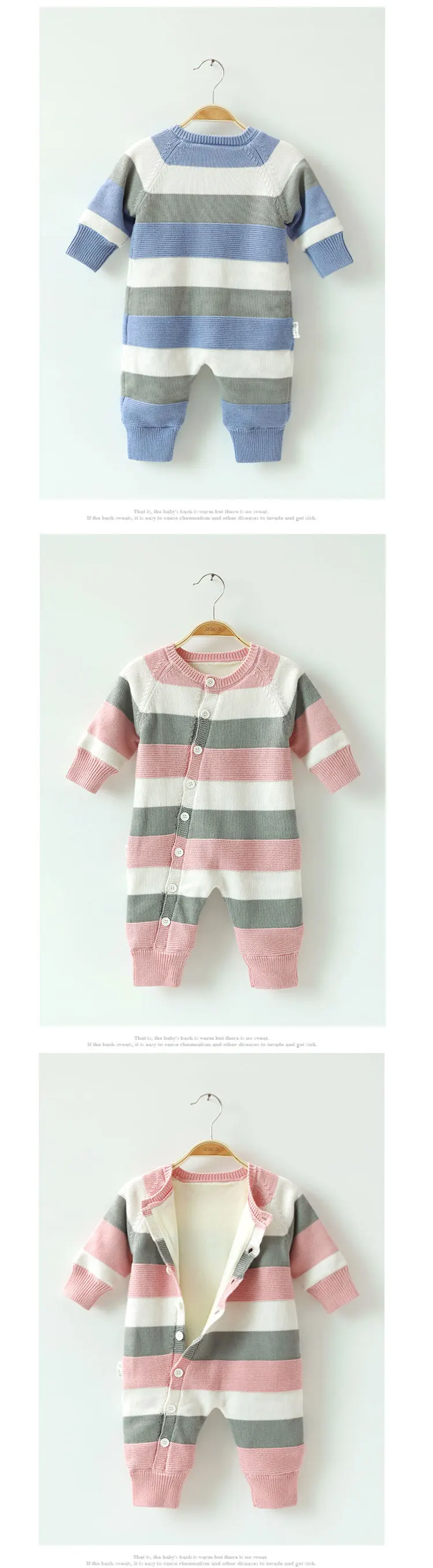 knitted newborn 100% cotton baby rompers infant toddlers clothing pajama romper