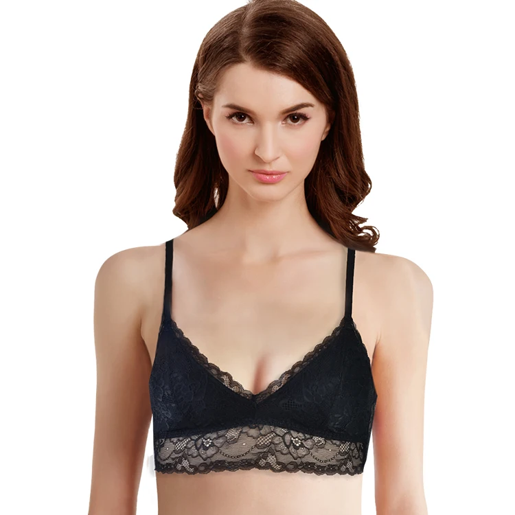 

Wholesale Comfortable Padded Mesh Transparent Sexy Lingerie Women's Underwear Bra, Black lace