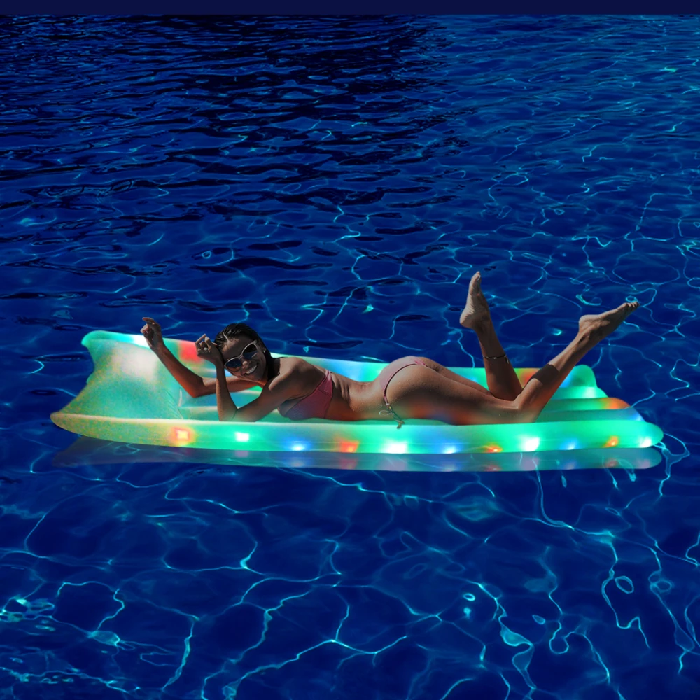 

Hot Summer best-selling water LED light inflatable float PVC inflatable floating bed, Customized color