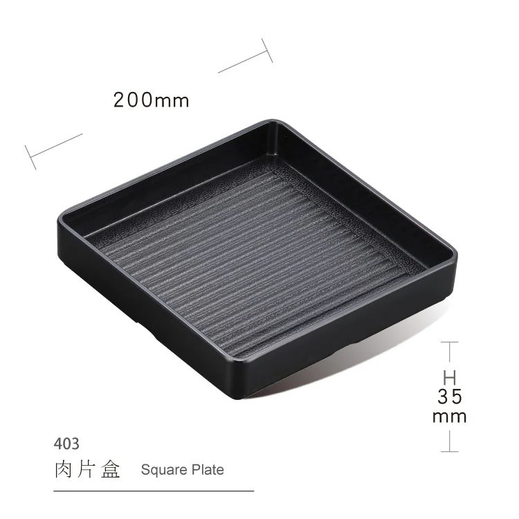 

Indoor and Outdoor Use shunta black matted square plate korea restaurant dinner plate