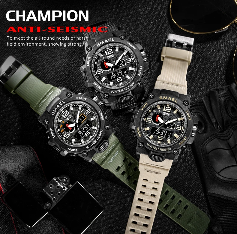 SMAEL 1545D relojes hombre Top Cool Black Analog Digital Boy Brand Wrist Watch Shockproof Watches For Men Luxury