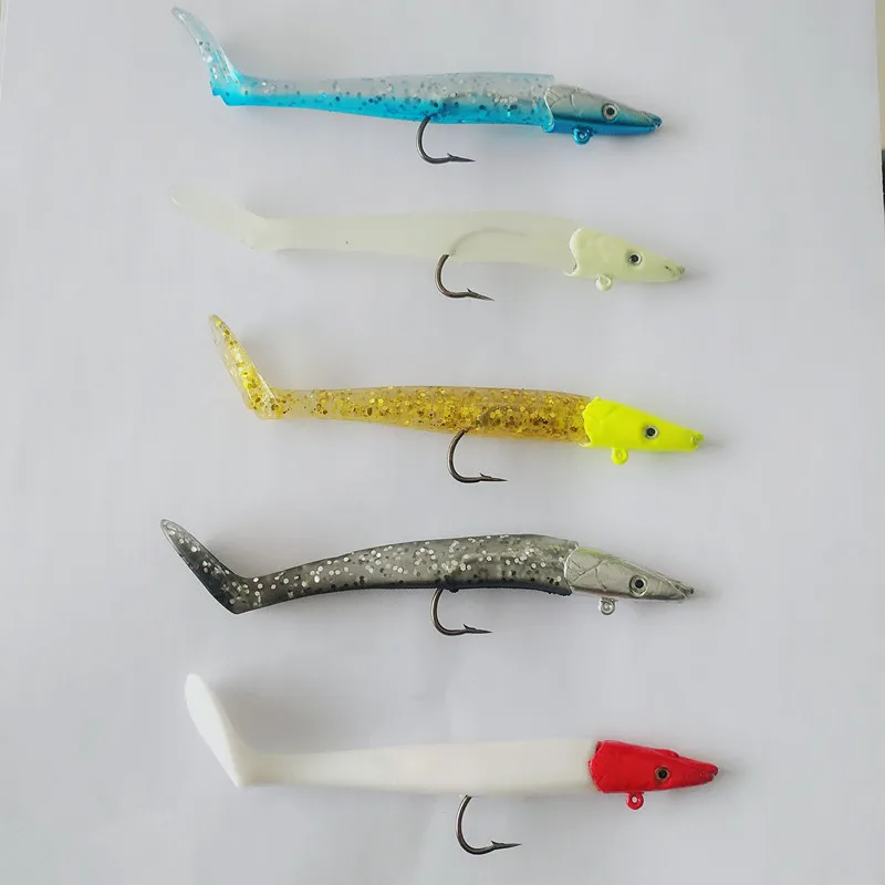 

110mm 19.5g Soft Sea Fishing Lure Silicone Bait Lead Jig Head Single Hook Artificial Bait Saltwater Worms Bass Carp Crankbait