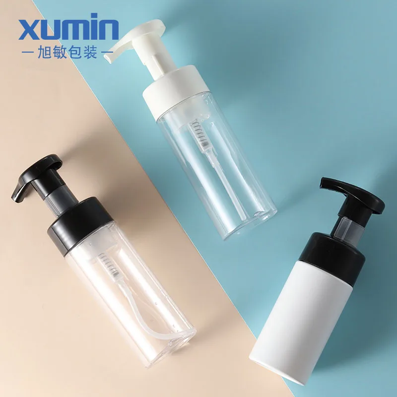 

cosmetic packaging 100ml plastic foam pump bottle and 150ml black white clear foam mousse bottle