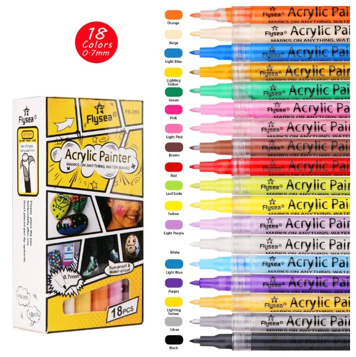 

Acrylic pen 0.7mm marker paint pen new 18-color acrylic marker set